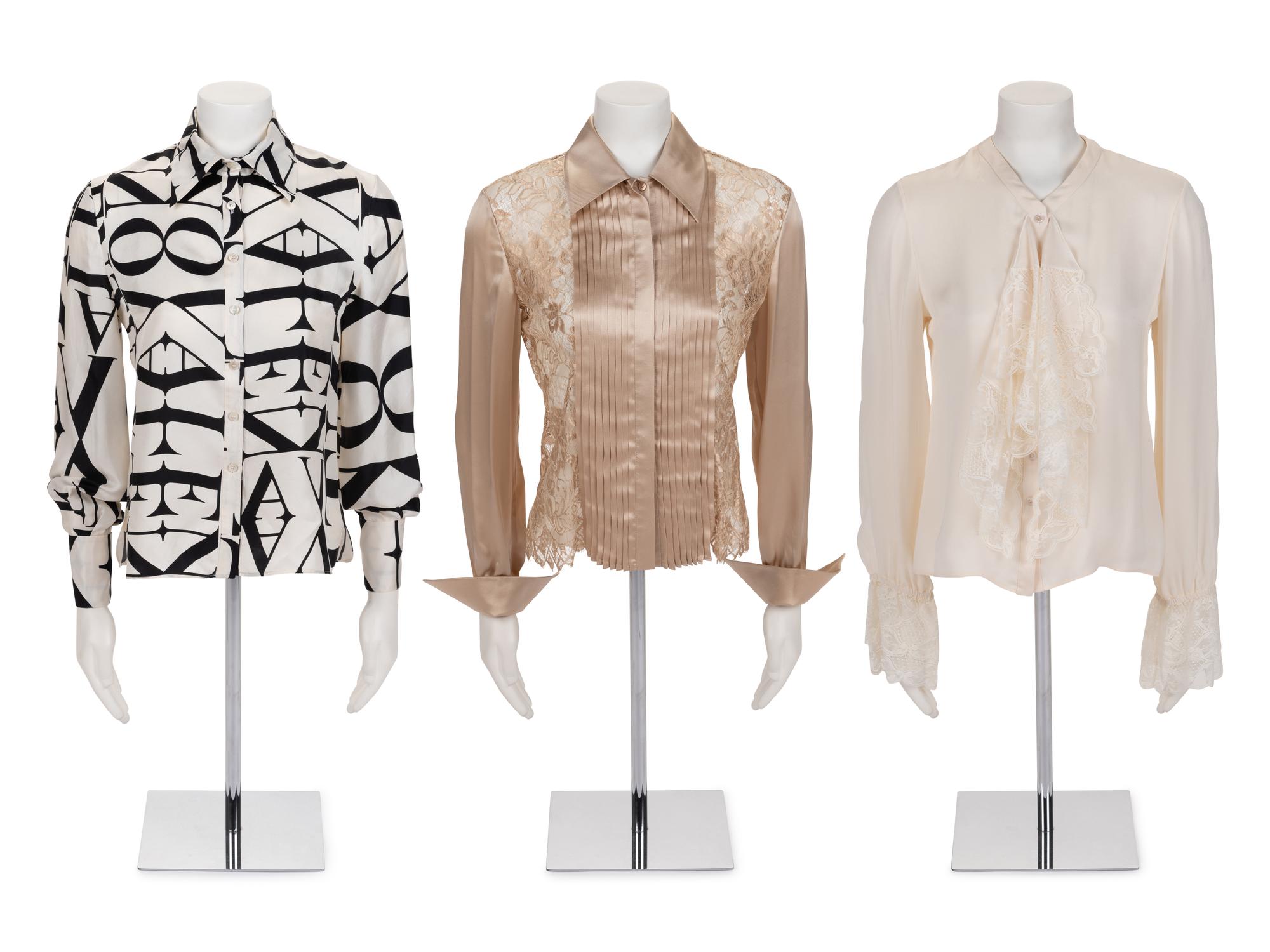 Collection of Five Valentino Pieces: One Two-Piece Skirt Suit and Three Blouses