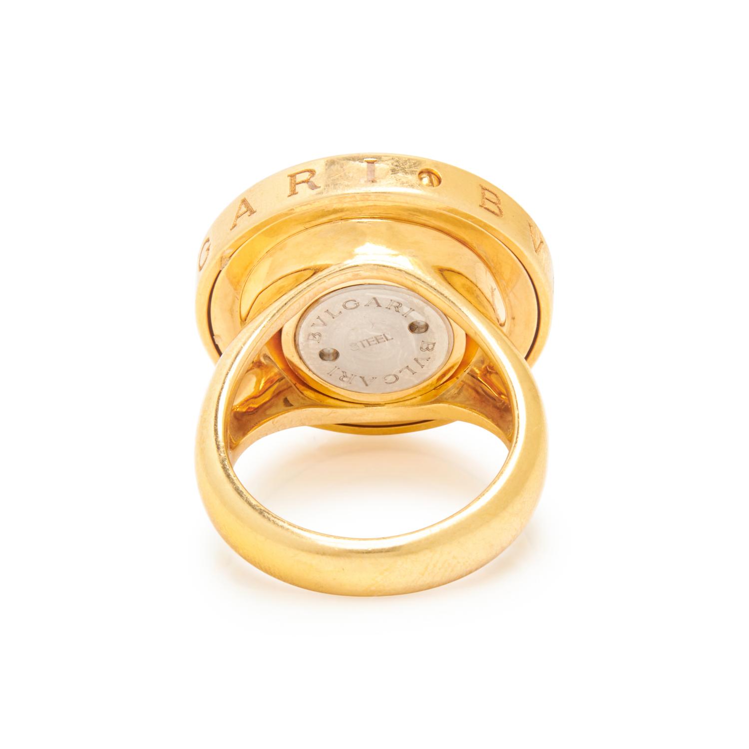 BULGARI, YELLOW GOLD AND MOTHER-OF-PEARL SPINNING RING