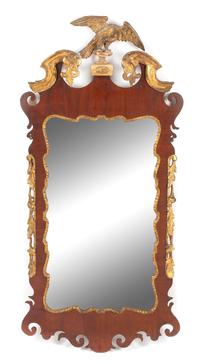 A George III Parcel Gilt Mahogany Mirror Height 47 1/4 x width 23 inches. — EARLY 19TH CENTURY