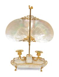 A Palais Royal Gilt Bronze, Shell and Mother-of-Pearl Candelabrum à Écran