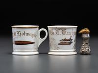 Two Tobacco Related Porcelain Occupational Shaving Mugs