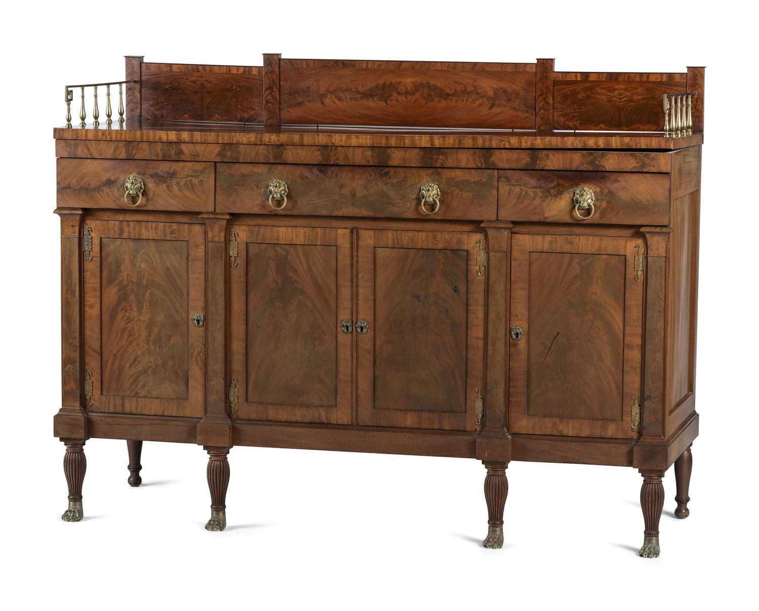 A Classical Brass Mounted and Figured Mahogany Sideboard