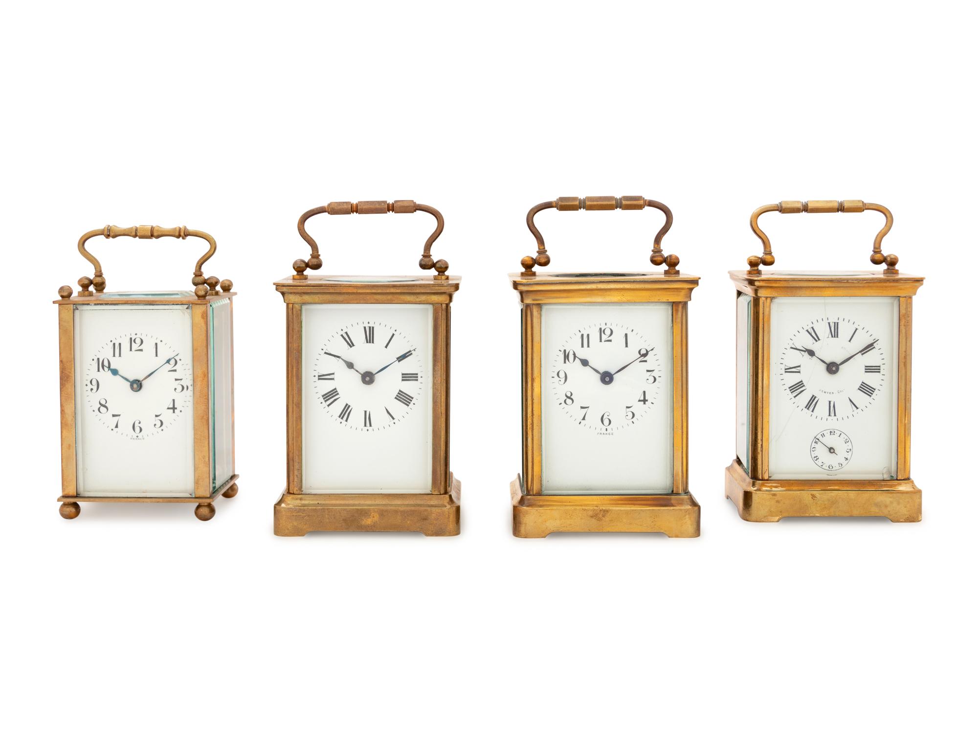 Four French Brass Carriage Clocks