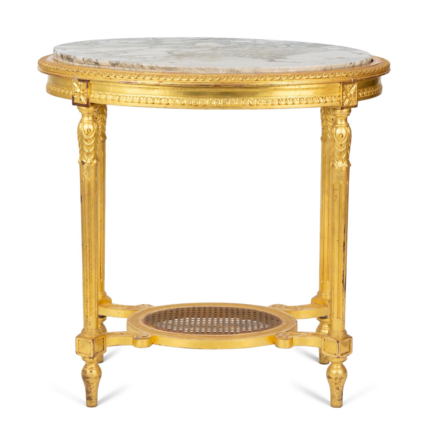A Louis XVI Style Giltwood Marble-Top Table — 20TH CENTURY