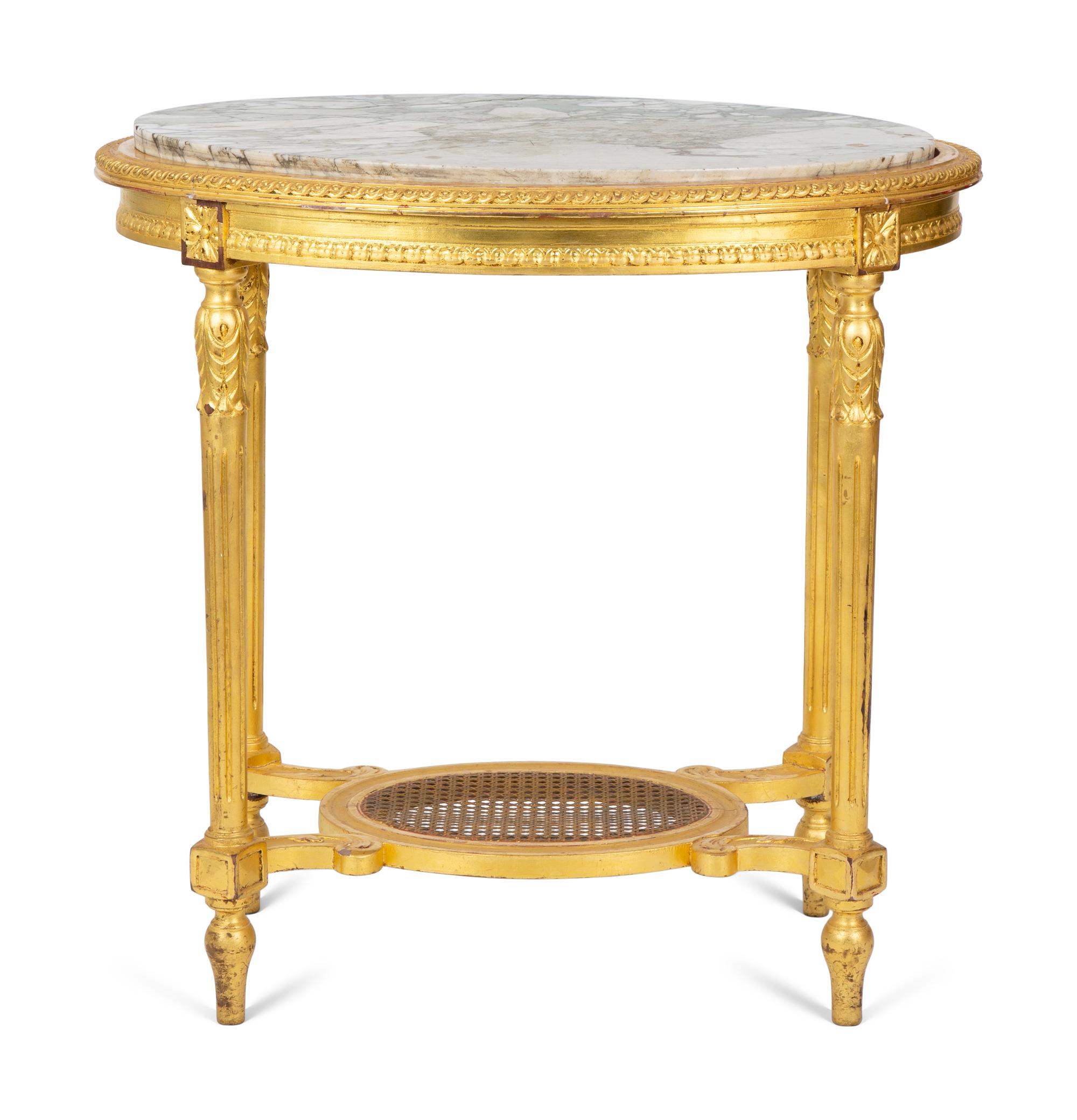 A Louis XVI Style Giltwood Marble-Top Table — 20TH CENTURY