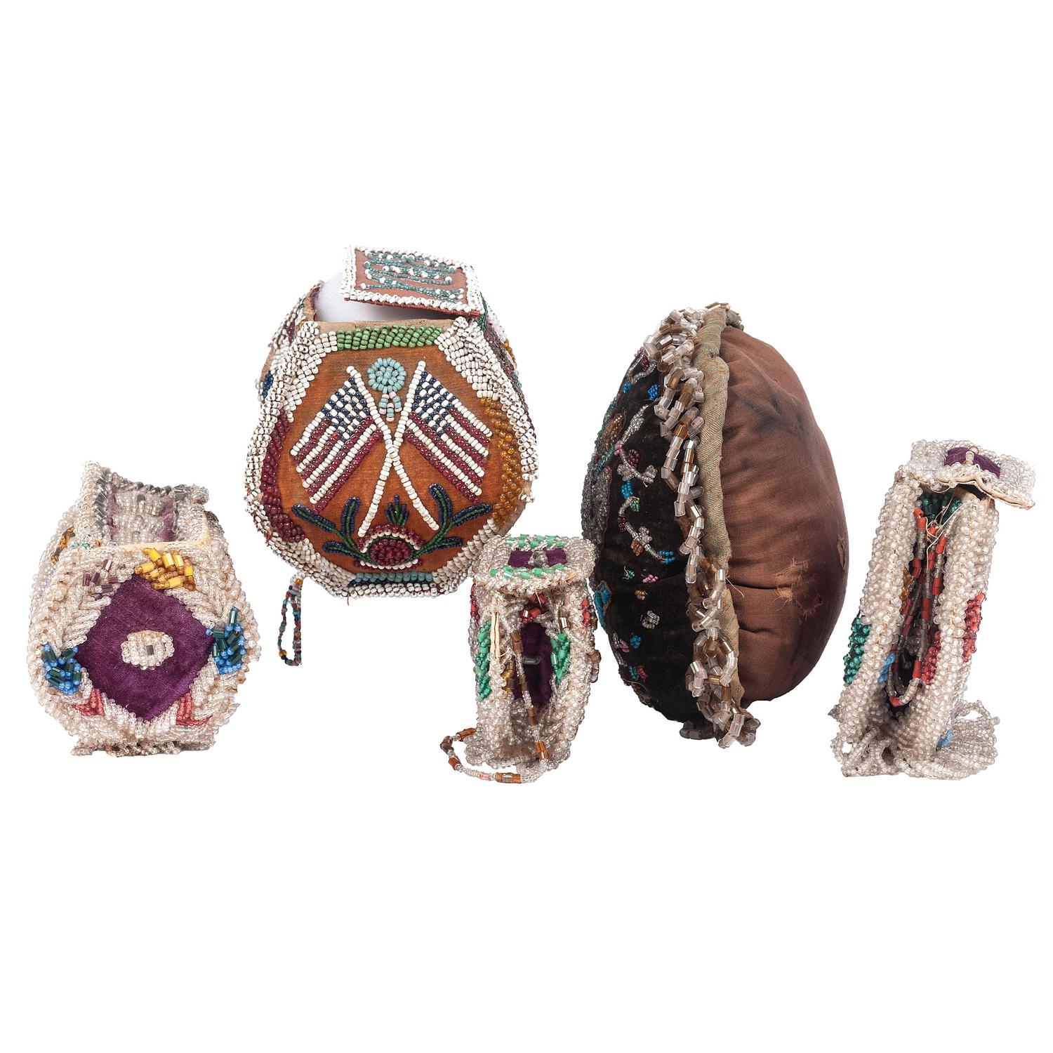 Haudenosaunee Souvenir Beaded Boxes and Pin Cushions