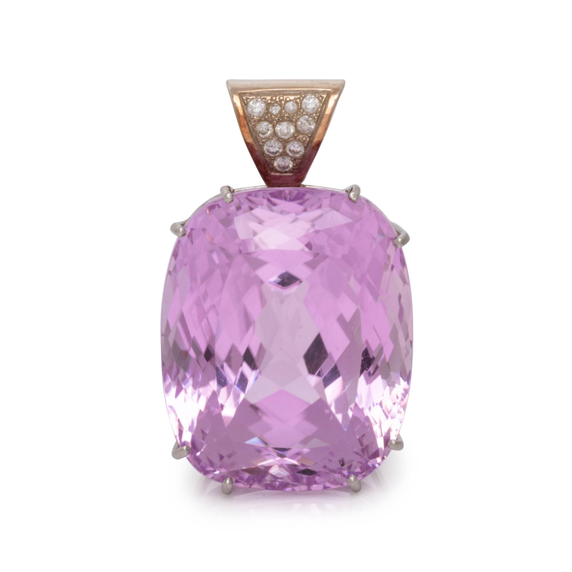 KUNZITE AND DIAMOND PENDANT