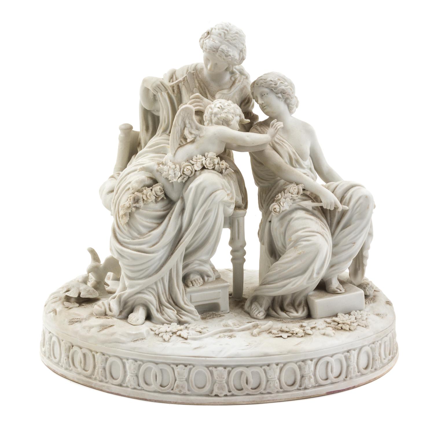 A Sevres Style Bisque Porcelain Figural Group Height 10 inches. — 19TH CENTURY