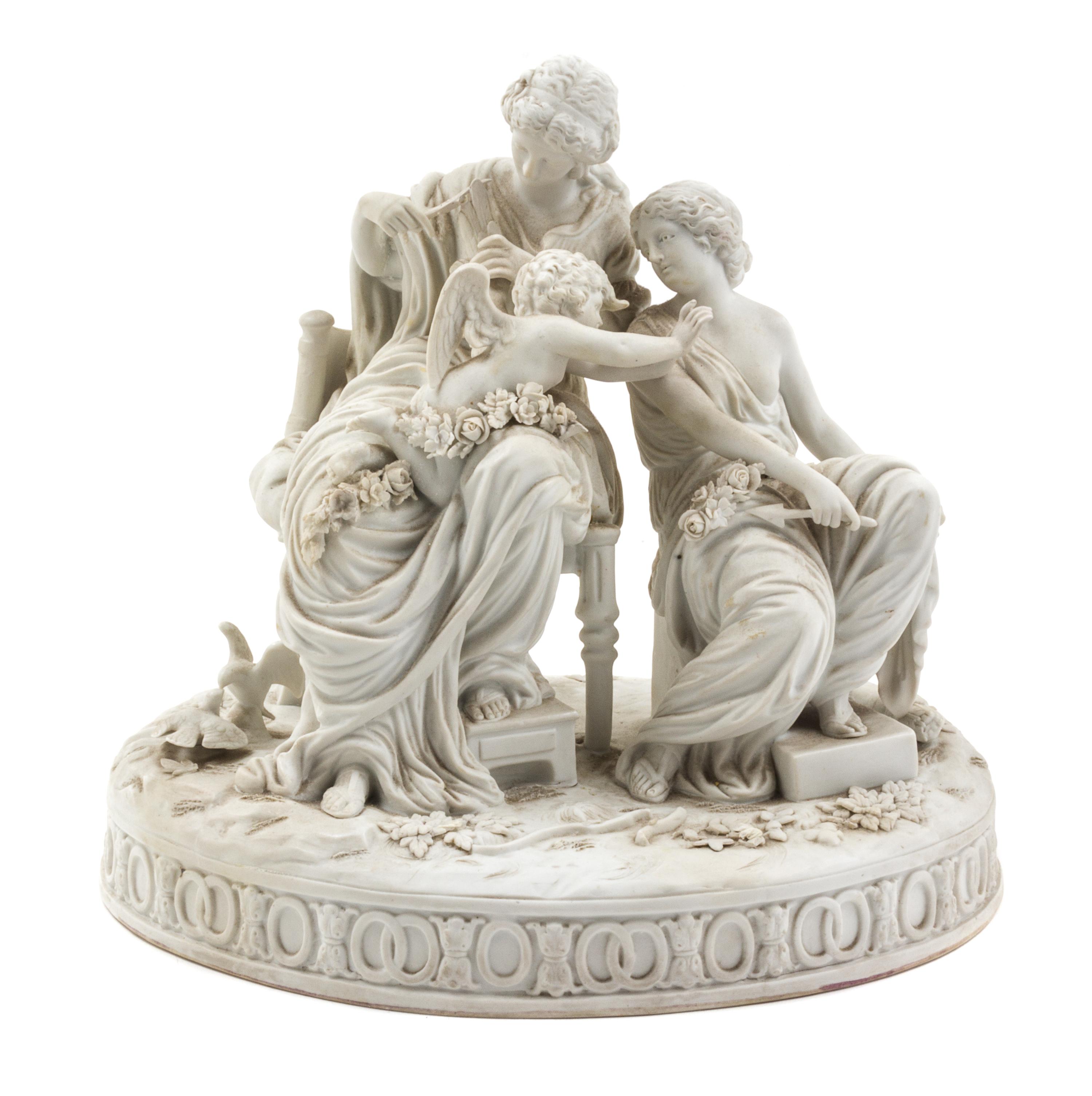 A Sevres Style Bisque Porcelain Figural Group Height 10 inches. — 19TH CENTURY