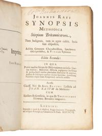RAY, John (1627-1705). Synopsis Methodica Stirpium Britannicarum . London: S. Smith & B. Walford, 1696.