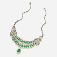 A Platinum, Emerald, and Diamond Necklace
