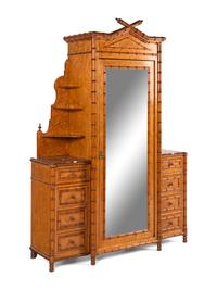 A Faux Bamboo and Birds-Eye Maple Dressing Cabinet
