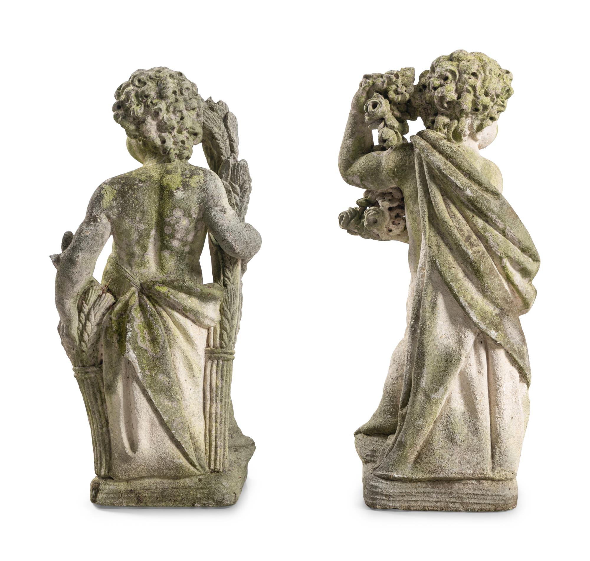 A Pair of Carved Limestone Garden Figures