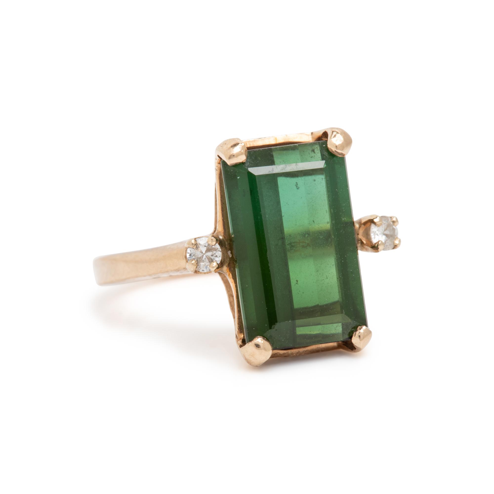 Green Tourmaline and Diamond Ring