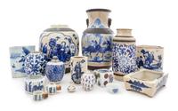 Sixteen Chinese Blue and White Porcelain Articles Height of largest 14 1/2 inches. — 19TH CENTURY