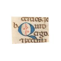 GROUP OF “BABY” INITIALS FRAMED Four cut-out initials, ‘A’, ‘T’, ‘O’, and ‘Q’, mostly from assorted Choir Books, illustrated music manuscripts on parchment, in Latin [likely Italy, 15th/ 16th centuries]