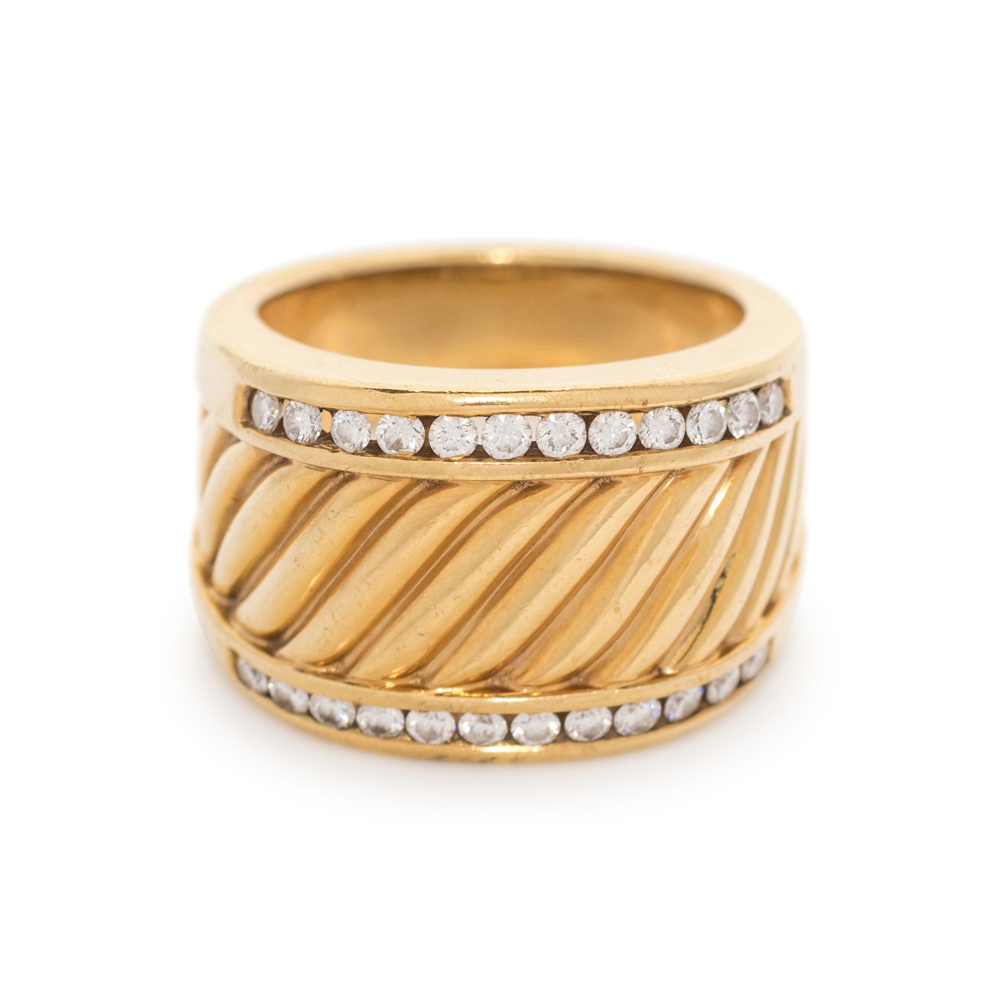 DAVID YURMAN, YELLOW GOLD AND DIAMOND 'THOROUGHBRED' RING