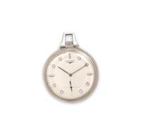 LONGINES, 14K WHITE GOLD AND DIAMOND OPEN FACE POCKET WATCH
