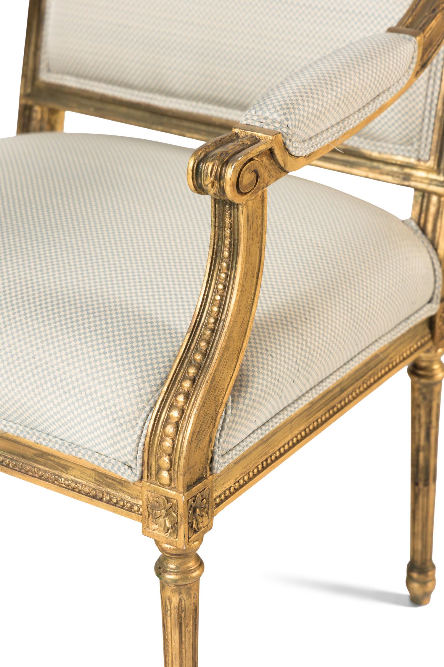 A Pair of Louis XVI Style Giltwood Fauteuils