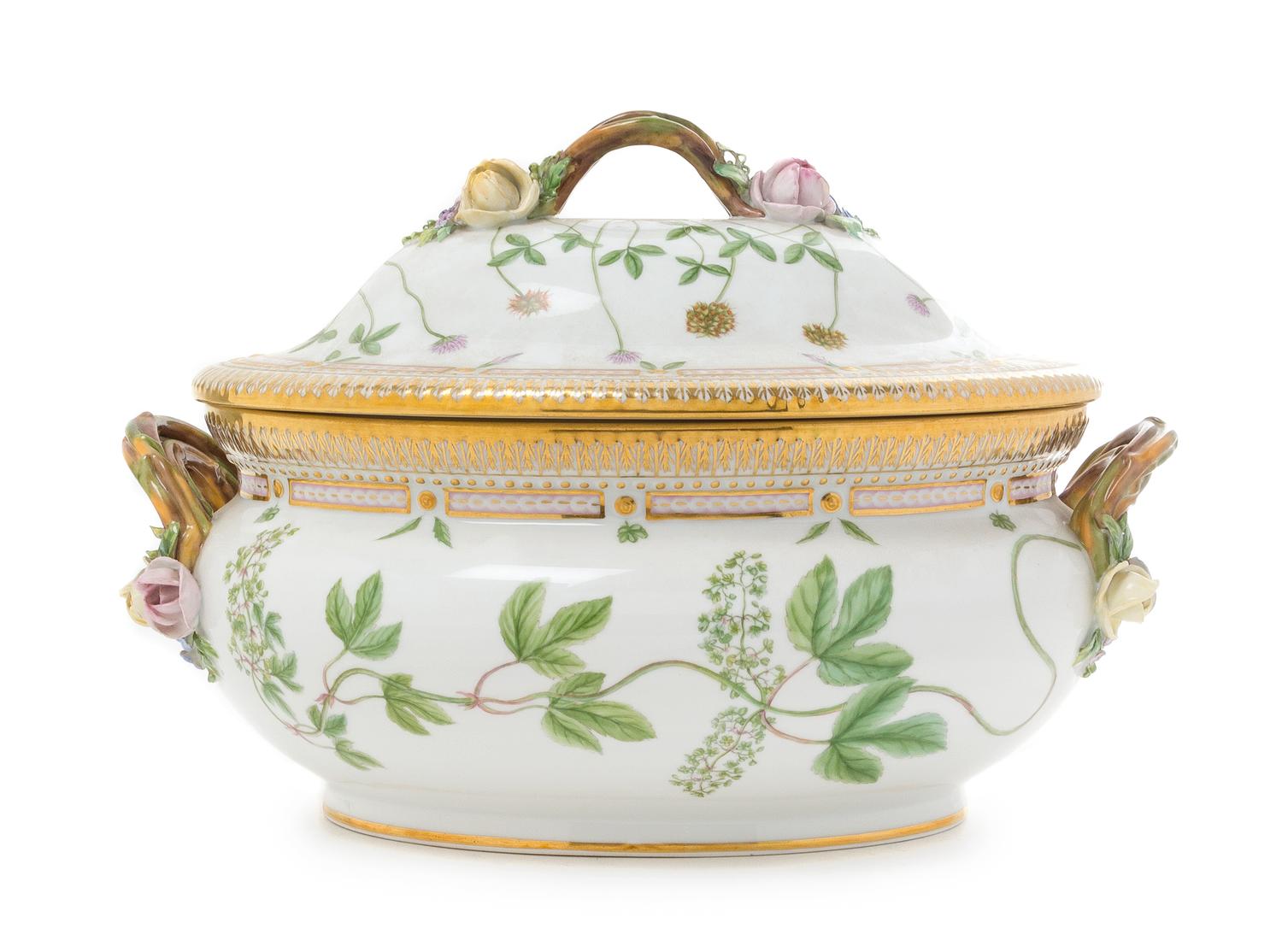 A Royal Copenhagen Flora Danica Porcelain Covered Tureen Width 15 inches. — 20TH CENTURY