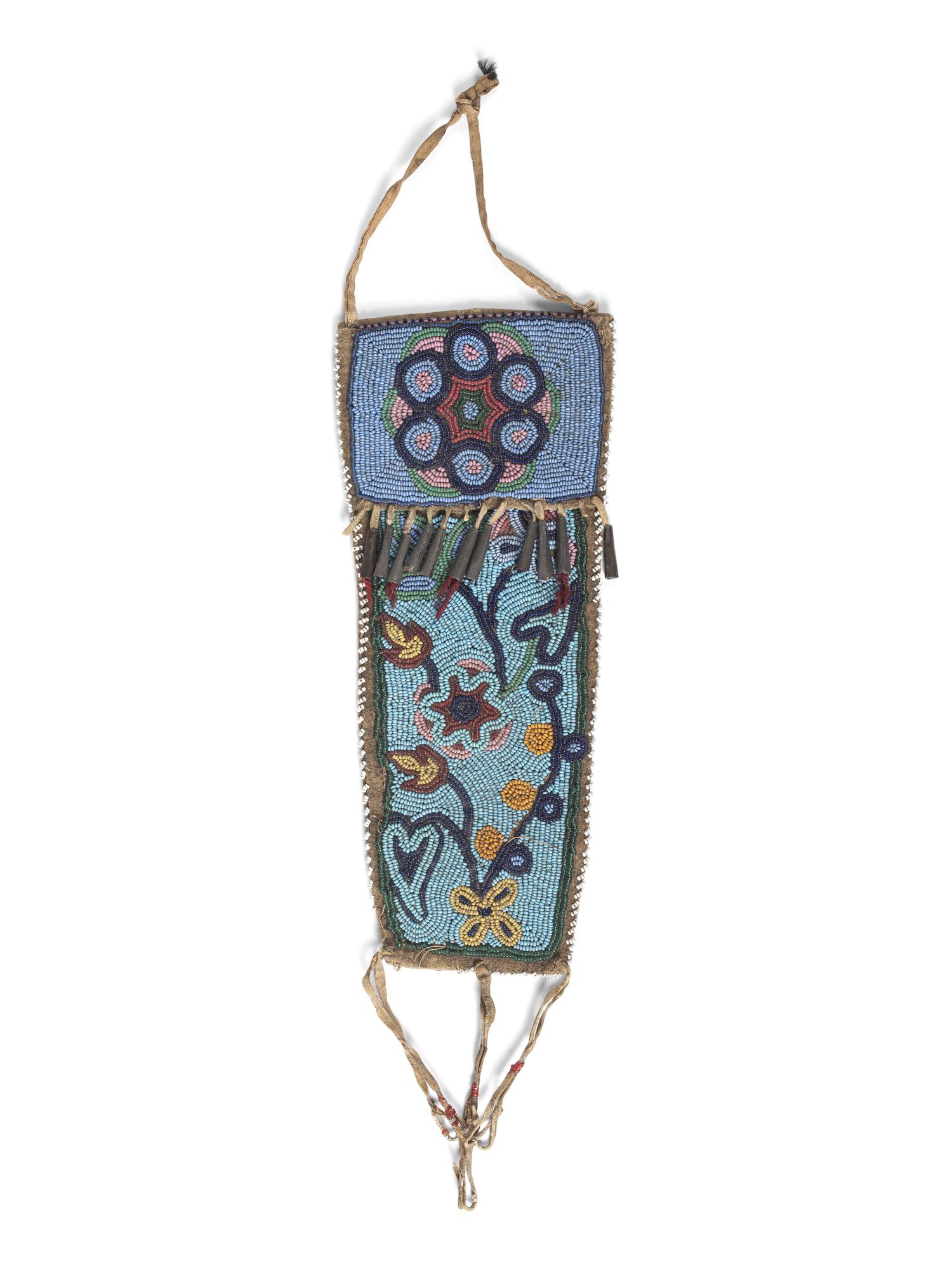 Great Lakes Beaded Hide Knife Sheath, with Floral Design