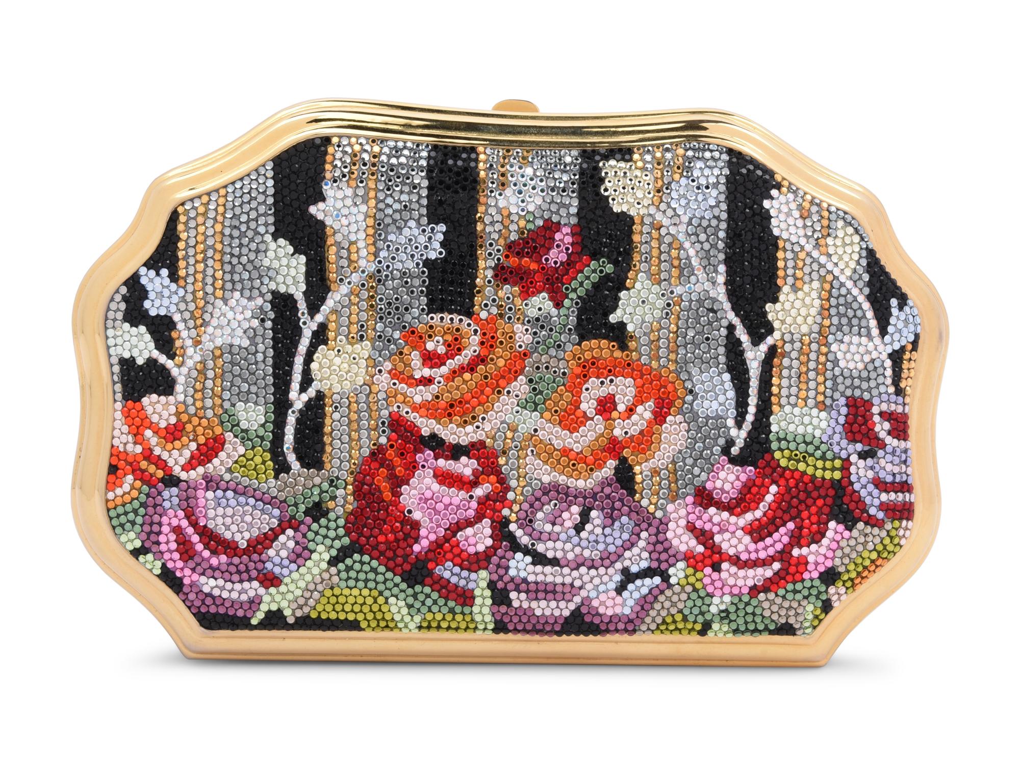 Judith Leiber Floral and Stripe Padded Minaudière