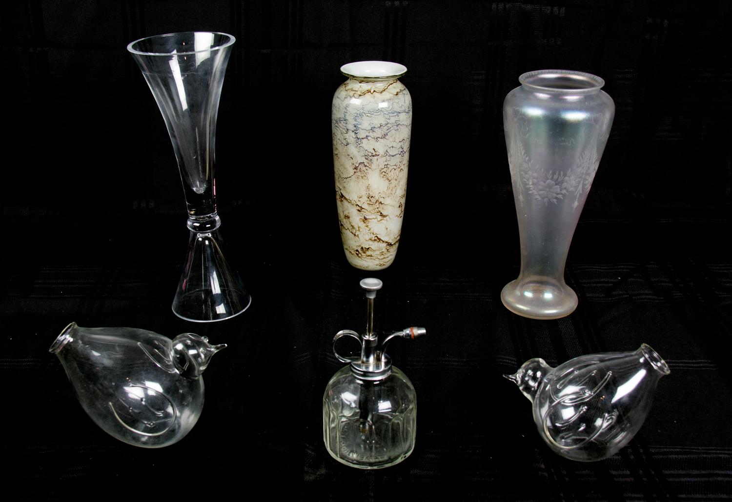 A Group of Six Glass Vessels Height of tallest 11 1/2 inches. — 20TH CENTURY