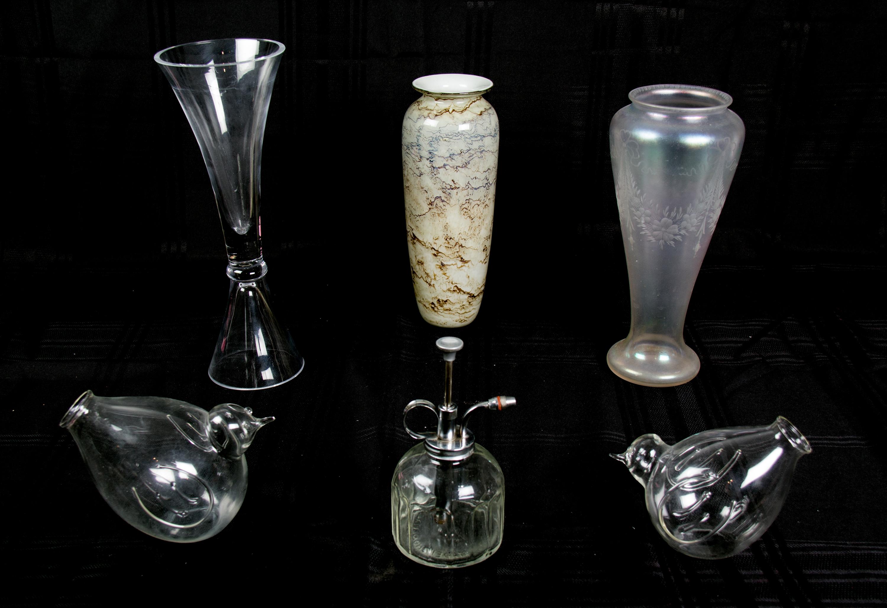 A Group of Six Glass Vessels Height of tallest 11 1/2 inches. — 20TH CENTURY