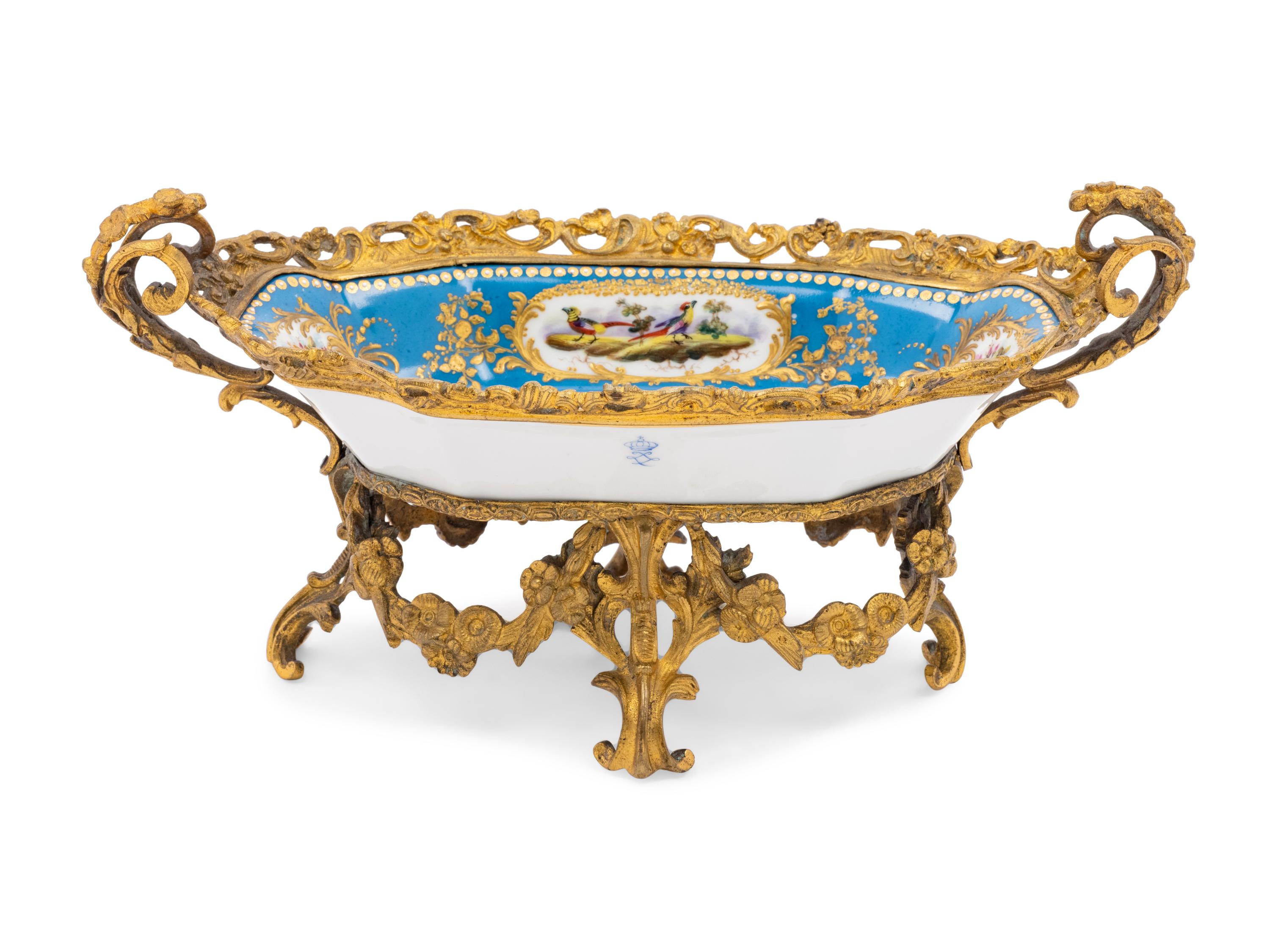 A Sèvres Style Gilt Metal Mounted Porcelain Bowl
