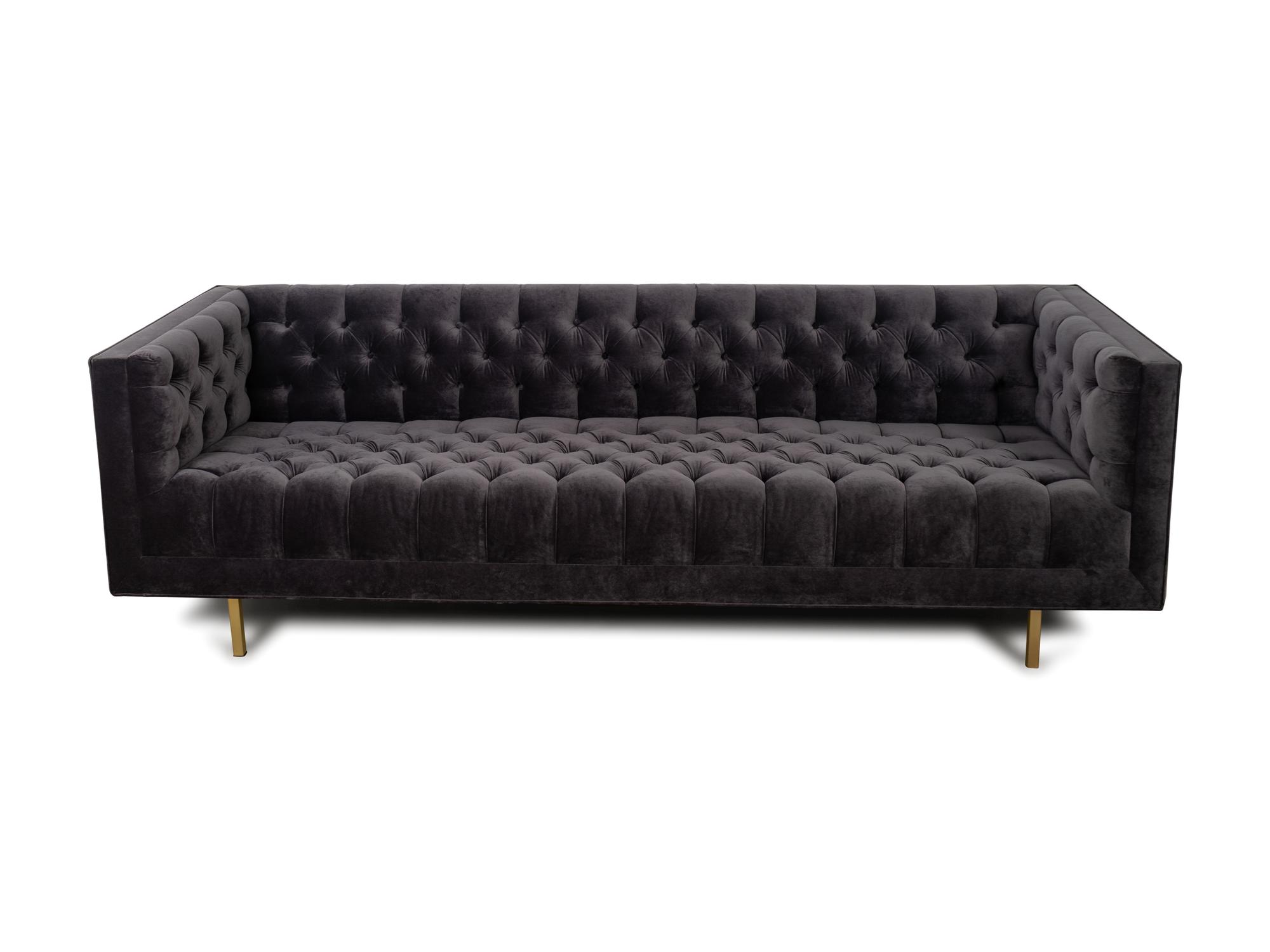 A Contemporary Smokey Grey Tufted Velvet Sofa — 20TH/21ST CENTURY