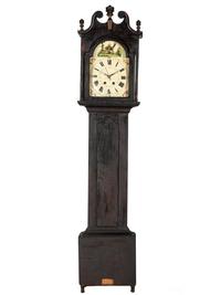 A Classical Black Paint and Parcel Gilt Decorated Tall Case Clock