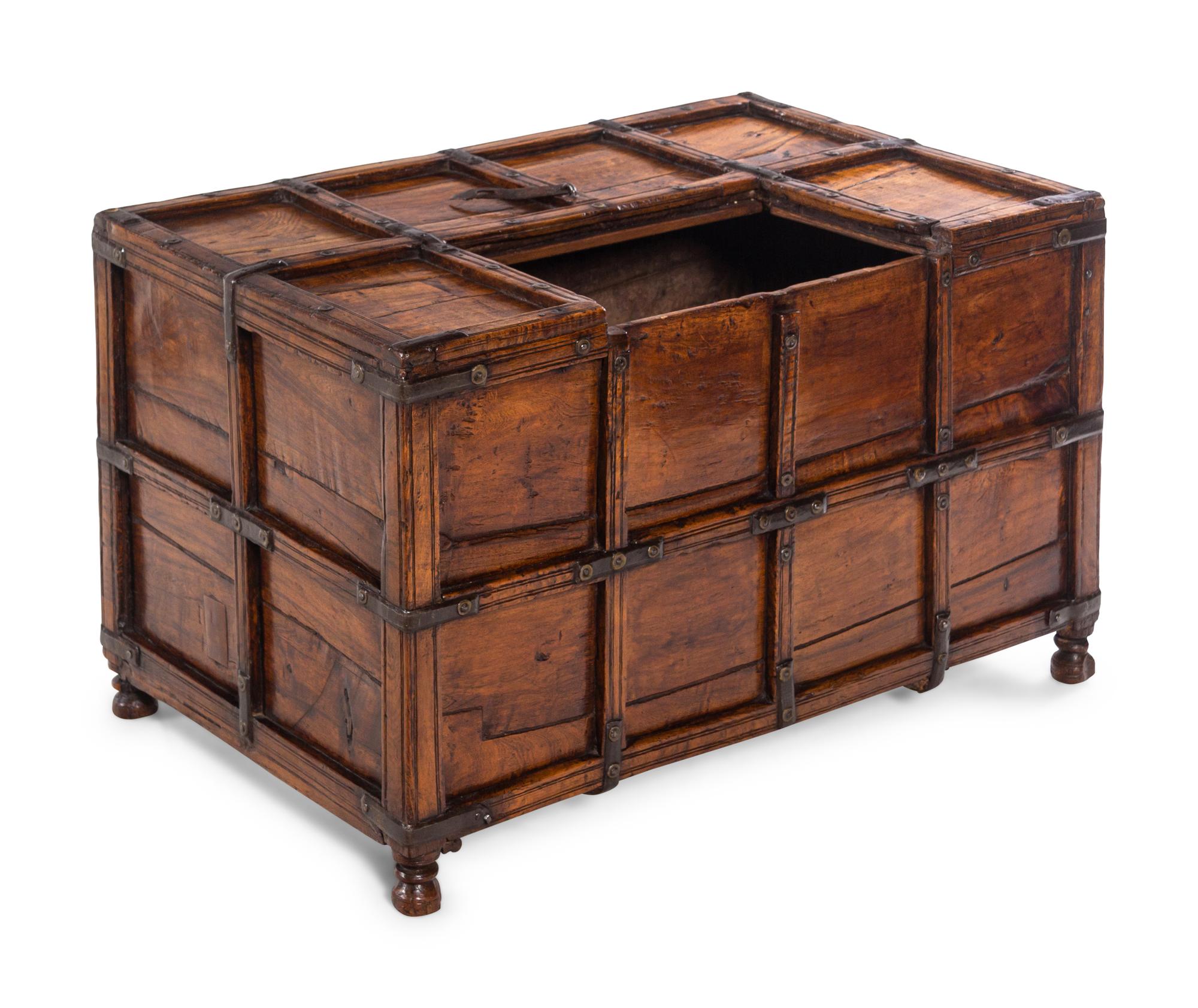 A Continental Iron Mounted Walnut Strong Box
