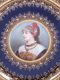 A Vienna Style (Fischer & Mieg) Painted and Parcel Gilt Porcelain Cabinet Plate