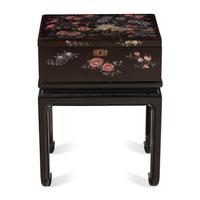 A Japanese Mother-of-Pearl Inlaid Writing Box on Stand