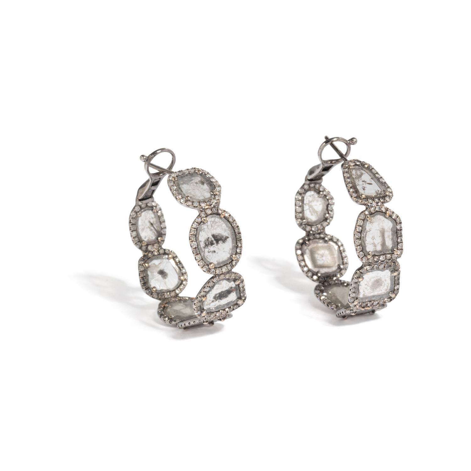 WHITE GOLD AND DIAMOND HOOP EARRINGS