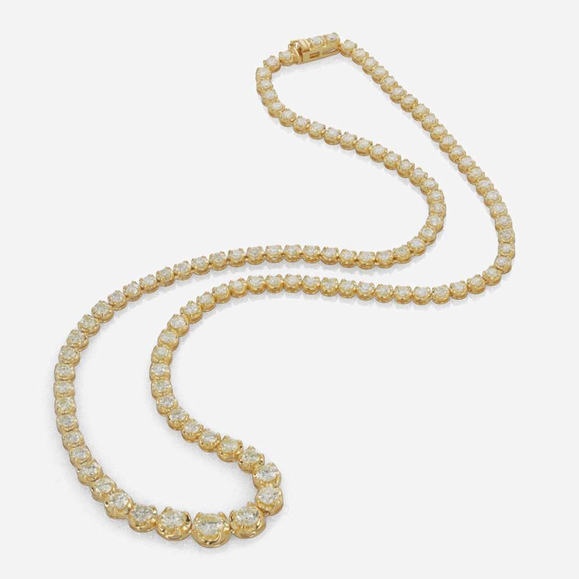 A Diamond and 14K Yellow Gold Rivière Necklace