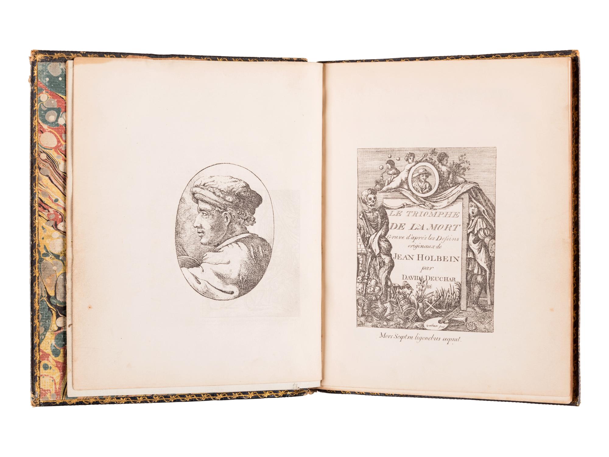 HOLBEIN, Hans (1497-1543). The Dances of Death, through the various stages of Human Life: wherein the capriciousness of that tyrant is exhibited in Forty-Six Copper plates. London: W. Smith and Co., for John Scott & Thomas Ostell, 1803.