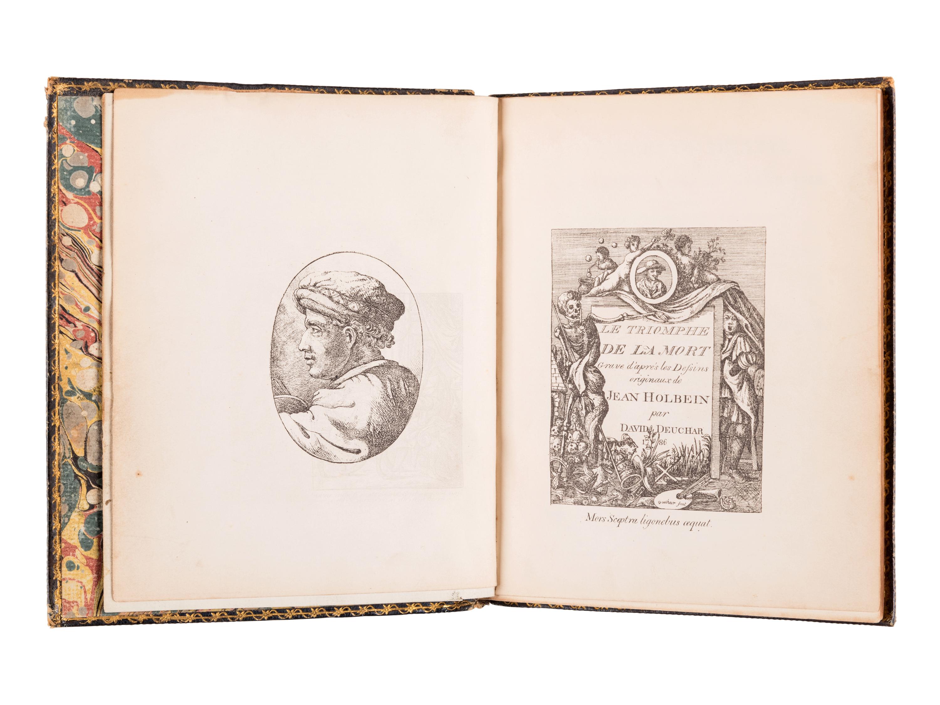 HOLBEIN, Hans (1497-1543). The Dances of Death, through the various stages of Human Life: wherein the capriciousness of that tyrant is exhibited in Forty-Six Copper plates. London: W. Smith and Co., for John Scott & Thomas Ostell, 1803.