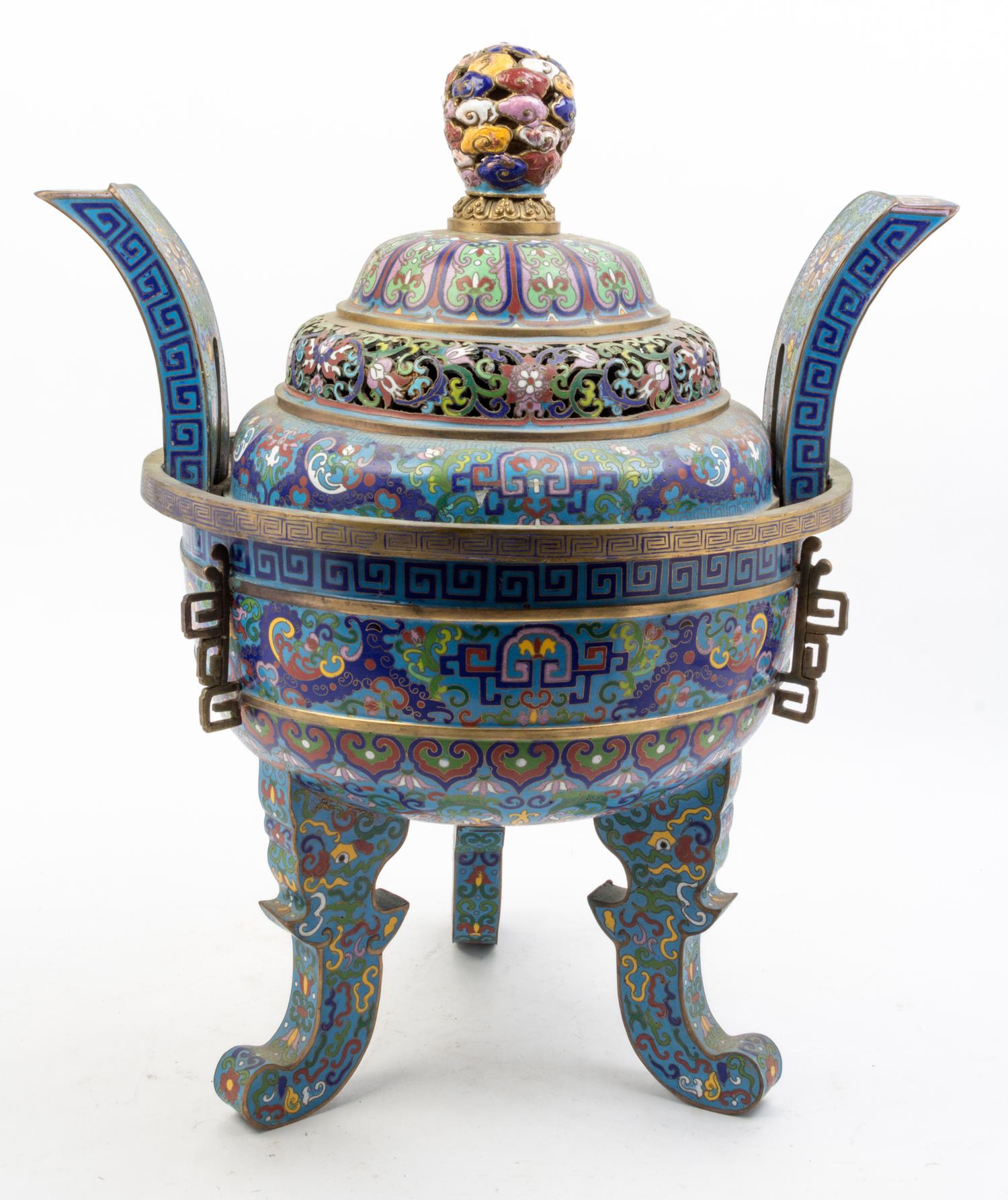 A Large Cloisonne Wine Vessel Height 20 inches.