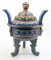 A Large Cloisonne Wine Vessel Height 20 inches.