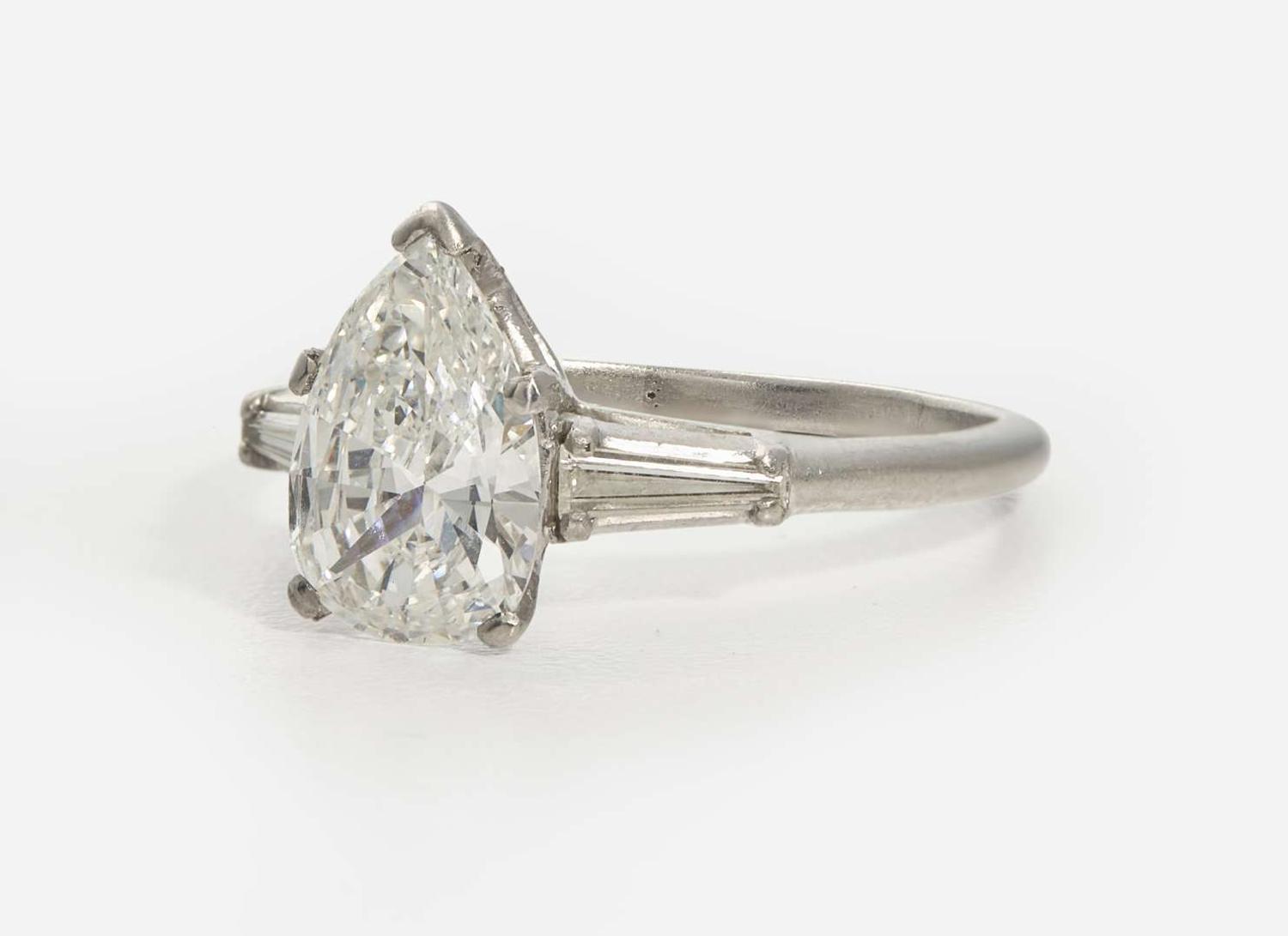 A Platinum and Diamond Ring, 1.98 Carat Pear Brilliant-Cut Diamond, GIA Certified