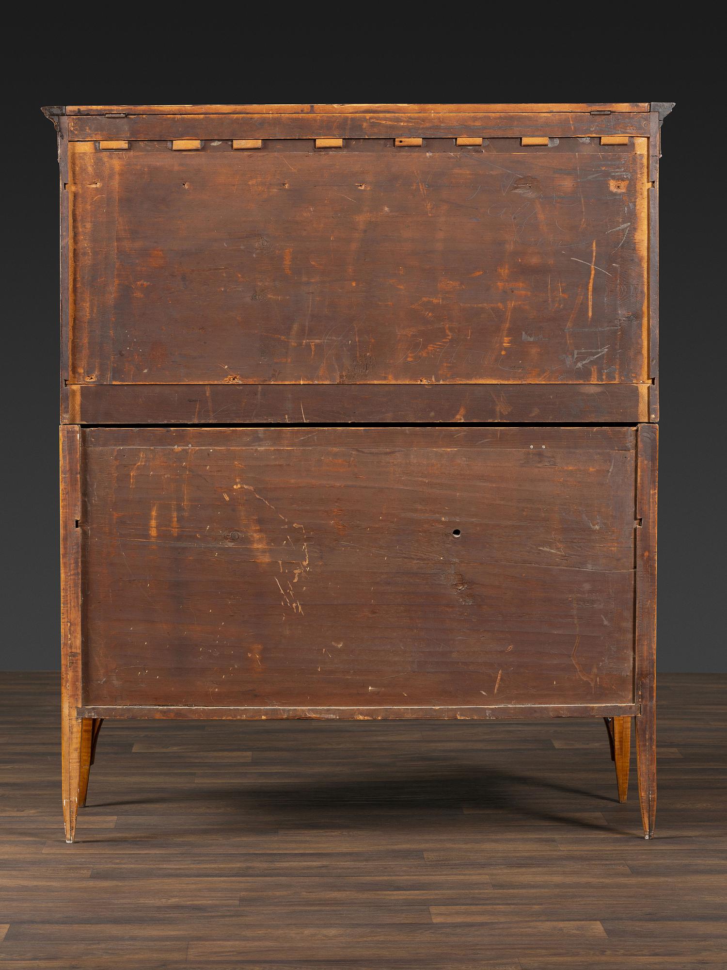 A Federal Inlaid Bird's Eye Maple and Mahogany Tambour Writing Desk