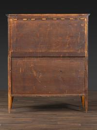 A Federal Inlaid Bird's Eye Maple and Mahogany Tambour Writing Desk