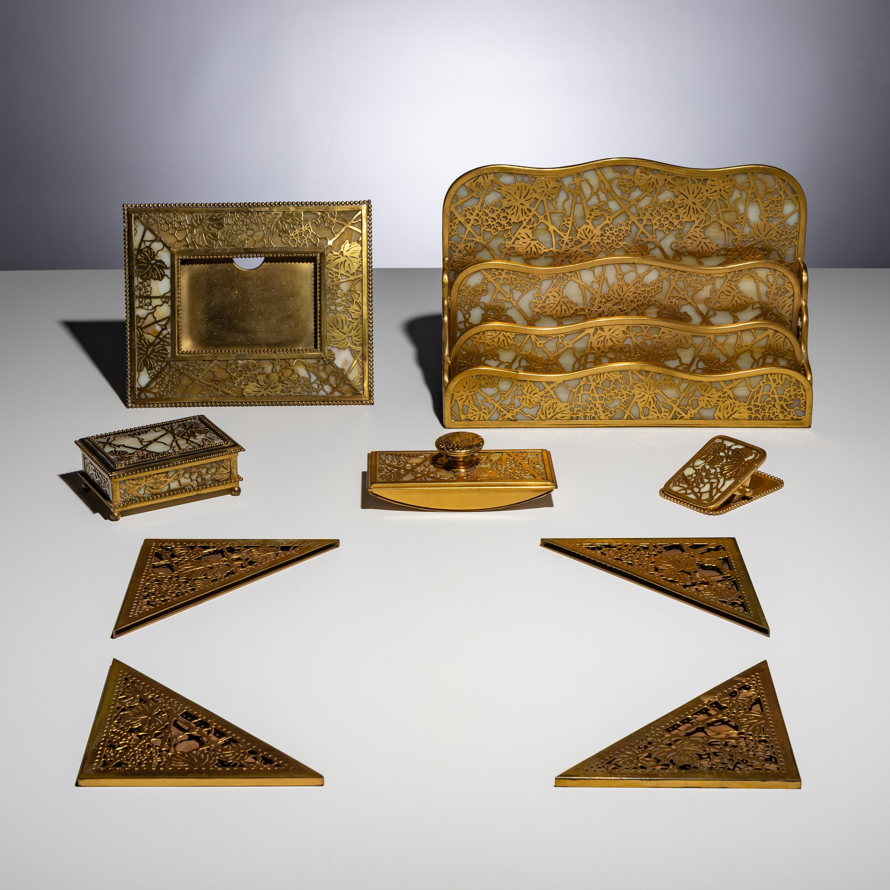 Tiffany Studios New York (American, 1880–1930) — Grapevine Desk Articles, c. 1910