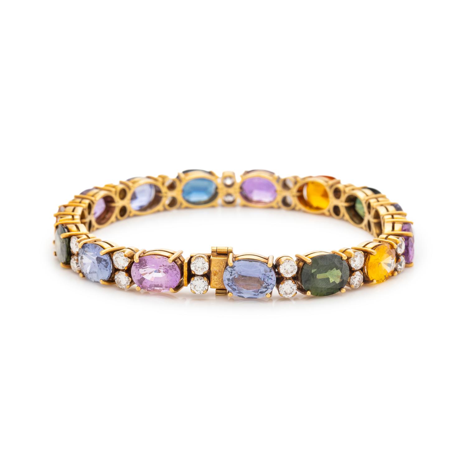 MULTICOLOR SAPPHIRE AND DIAMOND BRACELET