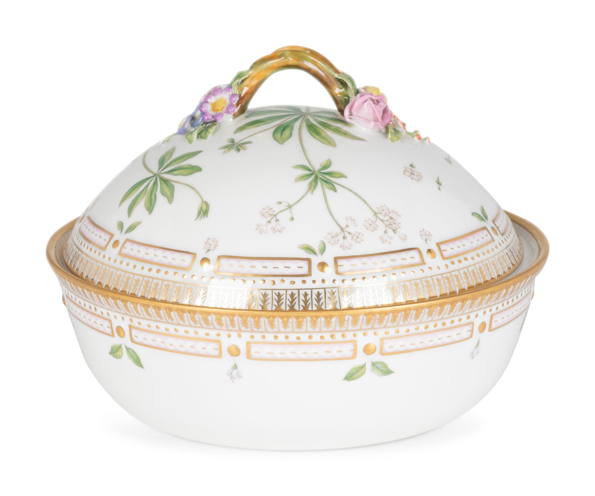A Royal Copenhagen Flora Danica Porcelain Covered Vegetable Dish