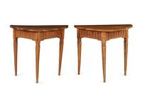 A Pair of Continental Carved Fruitwood Console Tables