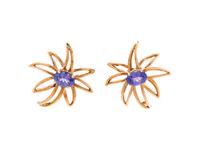 TIFFANY & CO., TANZANITE AND YELLOW GOLD 'FIREWORKS' EARCLIPS