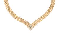 DIAMOND AND GOLD BRICK LINK NECKLACE