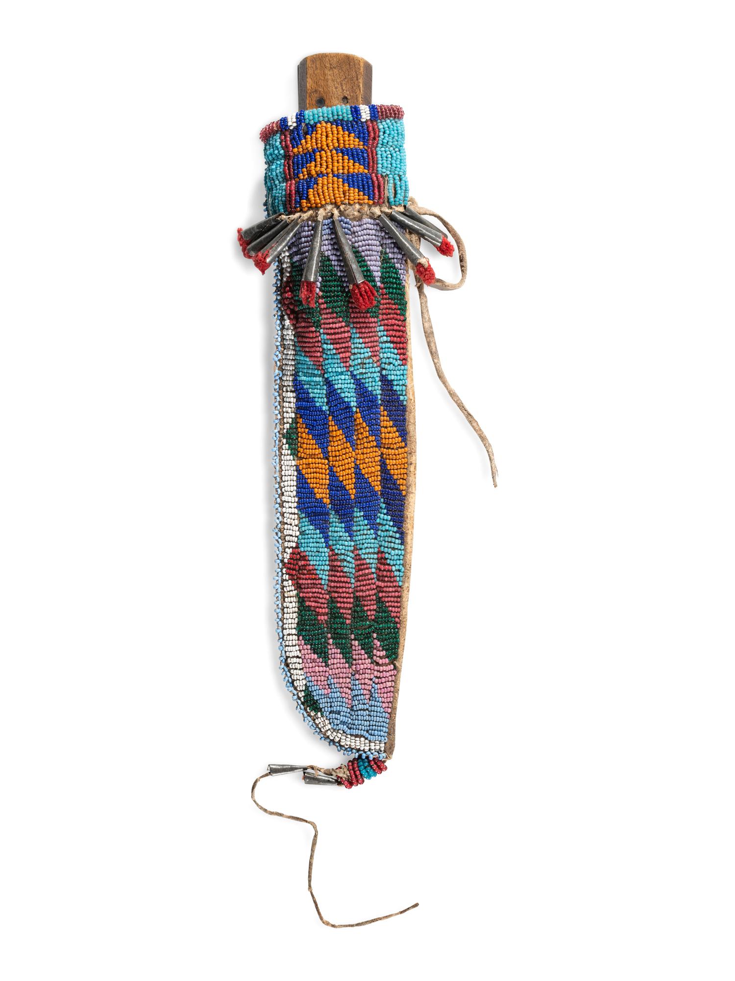 Apsáalooke [Crow] or Fort Berthold Beaded Hide Knife Sheath and Knife